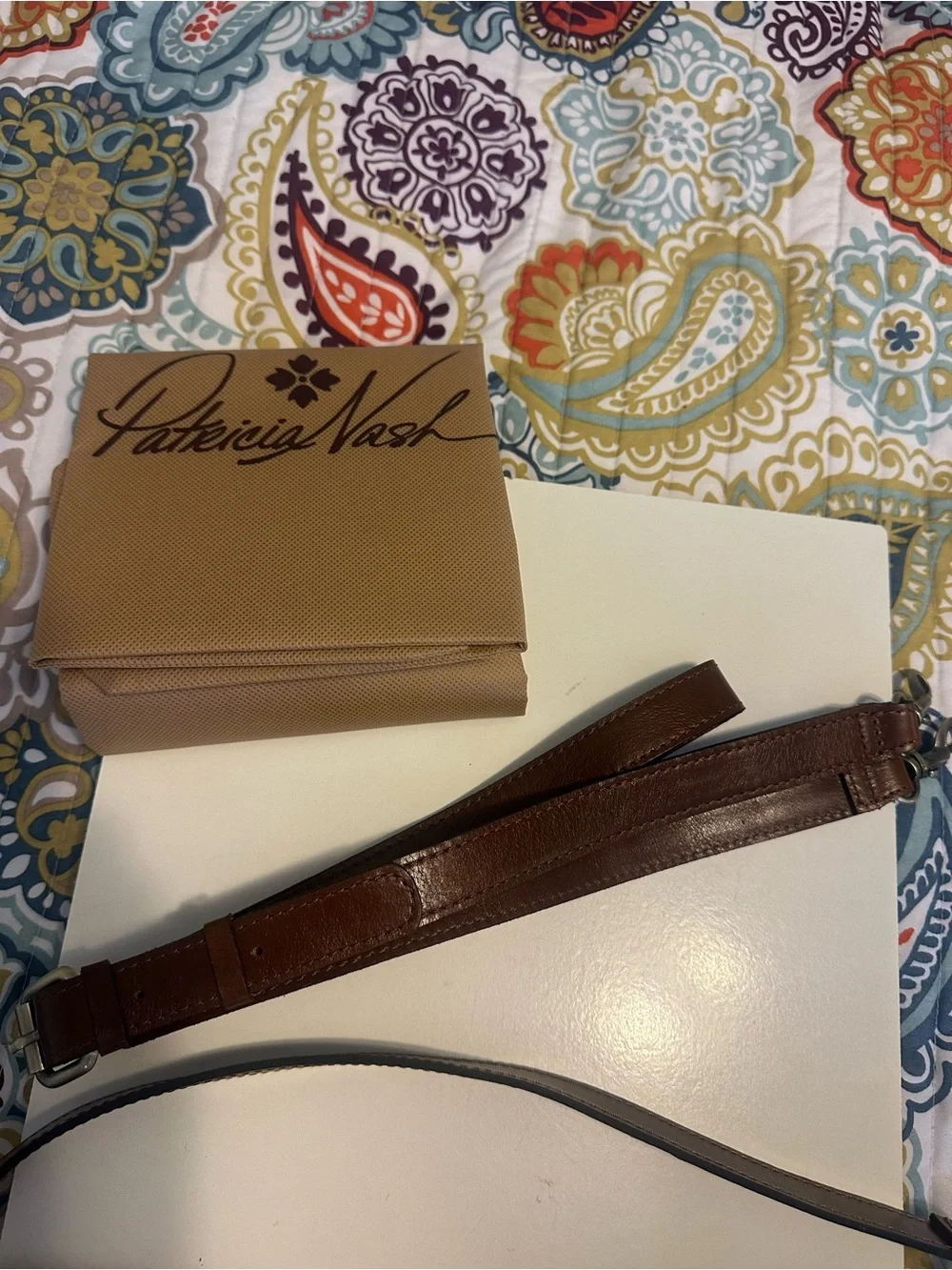Patricia Nash Maura Paris Map Leather Crossbody Handbag Purse